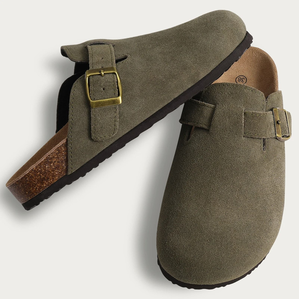 Suede Mules And Clogs With Arch Support Comfortable Casual Sandals 1