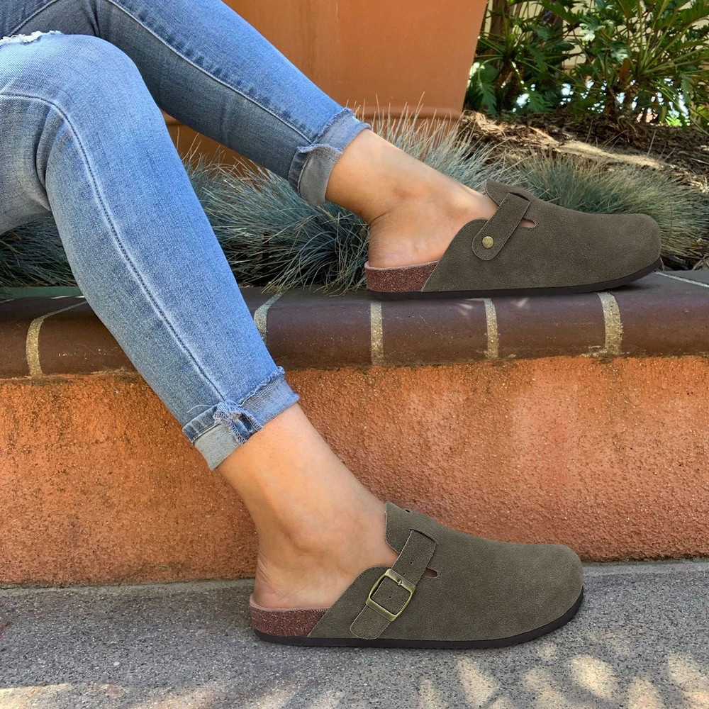 Suede Mules And Clogs With Arch Support Comfortable Casual Sandals 2