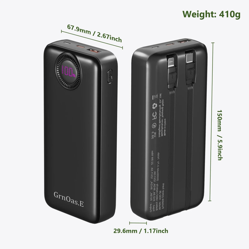 20000mAh Fast Charging Power Bank 225W With Multiple Outputs 1