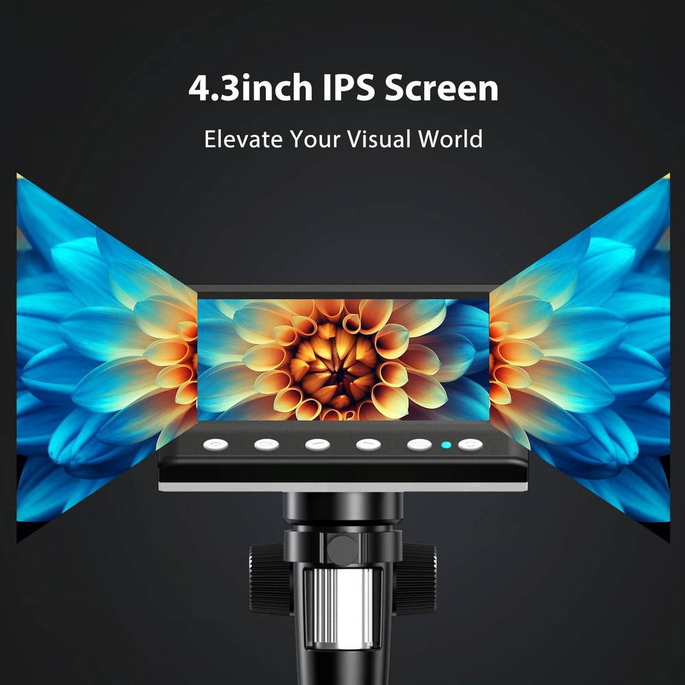 Portable Digital Microscope With 43 Inch Display 1000X Magnification And Adjustable LED Lights 1