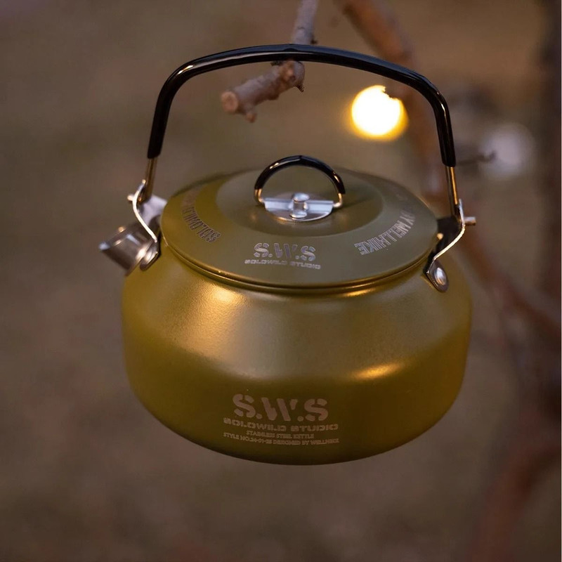 Portable Outdoor Camping Kettle With Optional Spout And Complete Hiking Coffee Tea Sets 1