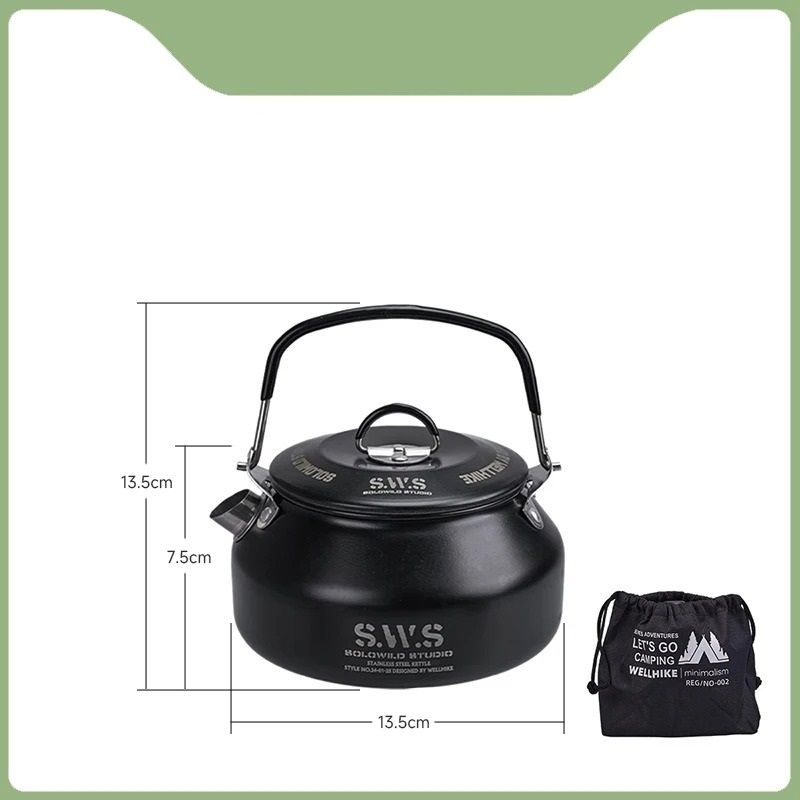 Portable Outdoor Camping Kettle With Optional Spout And Complete Hiking Coffee Tea Sets 9