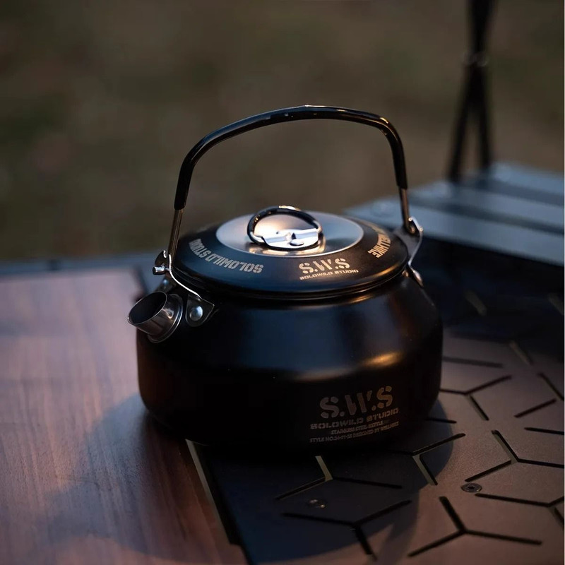 Portable Outdoor Camping Kettle With Optional Spout And Complete Hiking Coffee Tea Sets 2