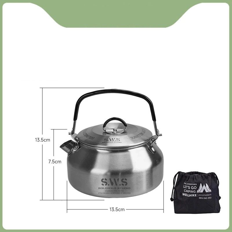 Portable Outdoor Camping Kettle With Optional Spout And Complete Hiking Coffee Tea Sets 3