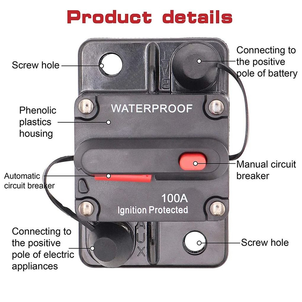 Waterproof Resettable Circuit Breaker Fuse For Car Boat RV And DC Systems 2