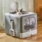 Foldable Enclosed Cat Litter Box With Sifting Drawer Front And Top Entry 0