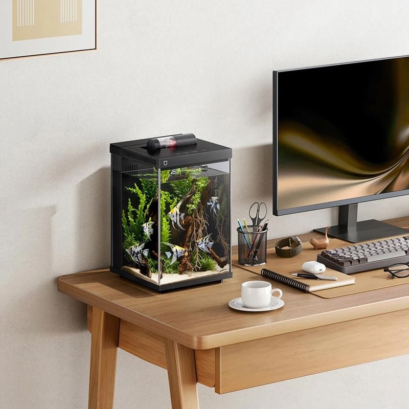 Smart Desktop Fish Tank With Remote Feeding And Lighting 3