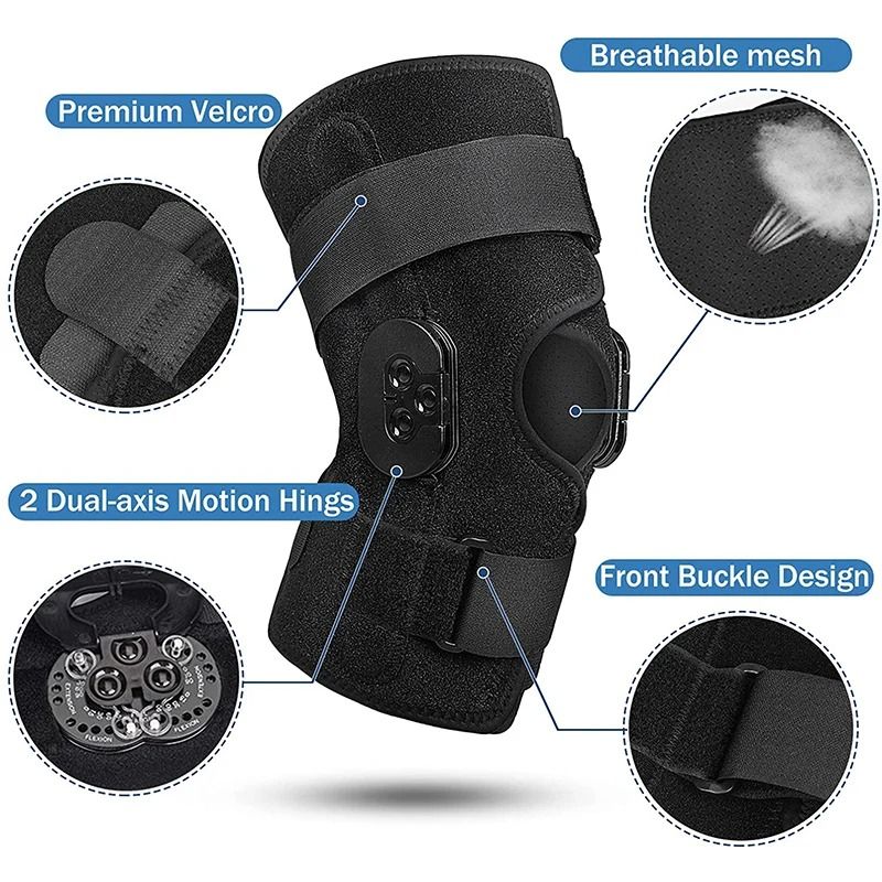 Adjustable Hinged Knee Brace With Side Stabilizers And Locking Dials 3