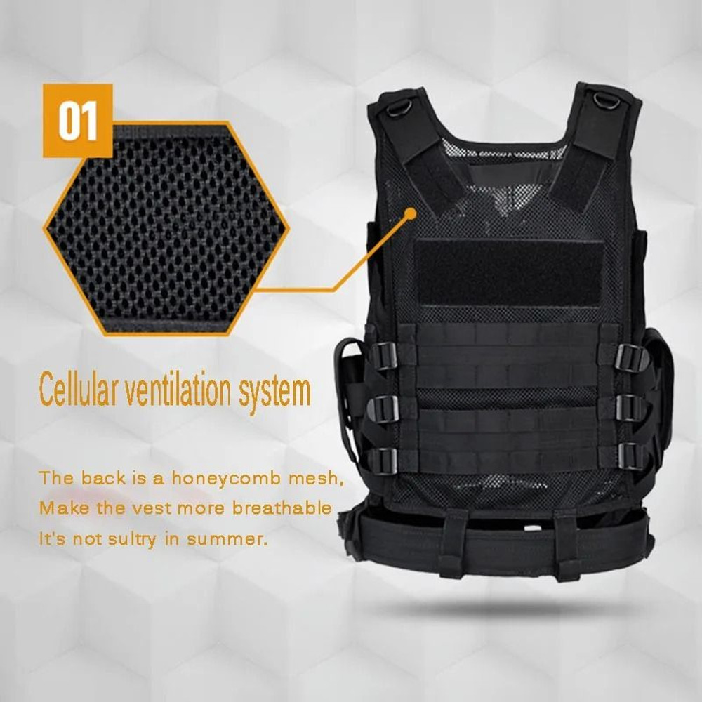 Adjustable Tactical Vest With Multiple Pockets For Training Airsoft Hunting 4