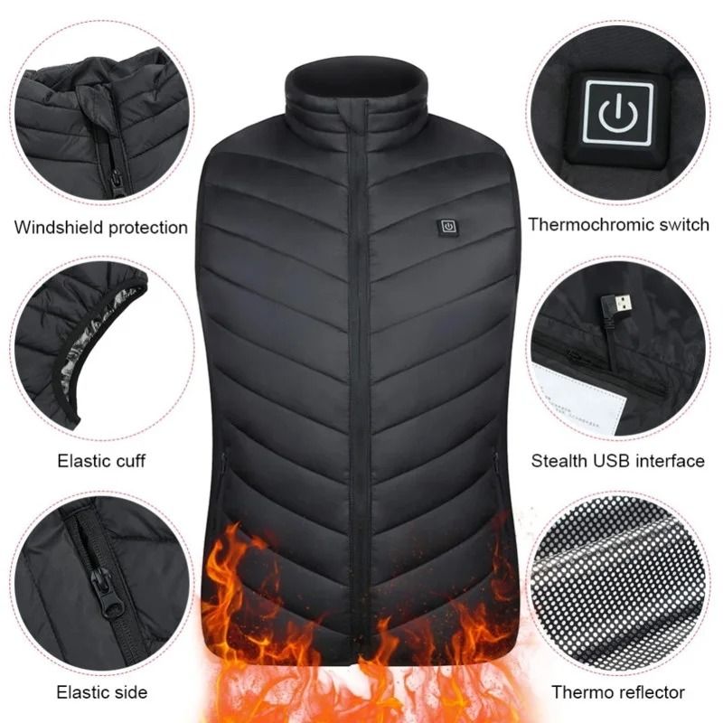 Winter Heated Vest Rechargeable Thermal Jacket For Men And Women 3