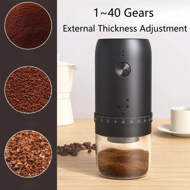 Portable 1800 MAh Rechargeable Coffee Bean Grinder With Adjustable Gears 1