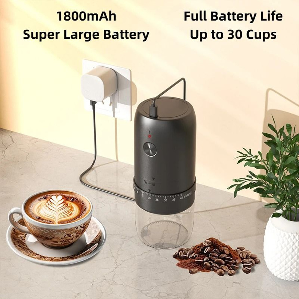 Portable 1800 MAh Rechargeable Coffee Bean Grinder With Adjustable Gears 2