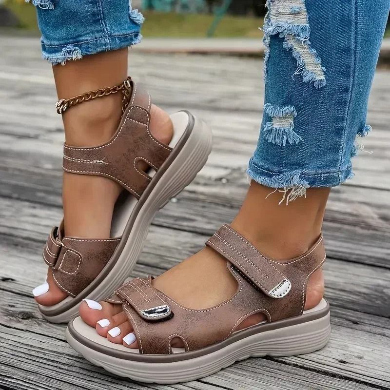 Womens Lightweight Plus Size Wedge Platform Summer Sandals 4