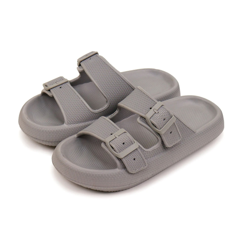 Double Buckle Adjustable Slides Unisex EVA Pillow Slippers 7