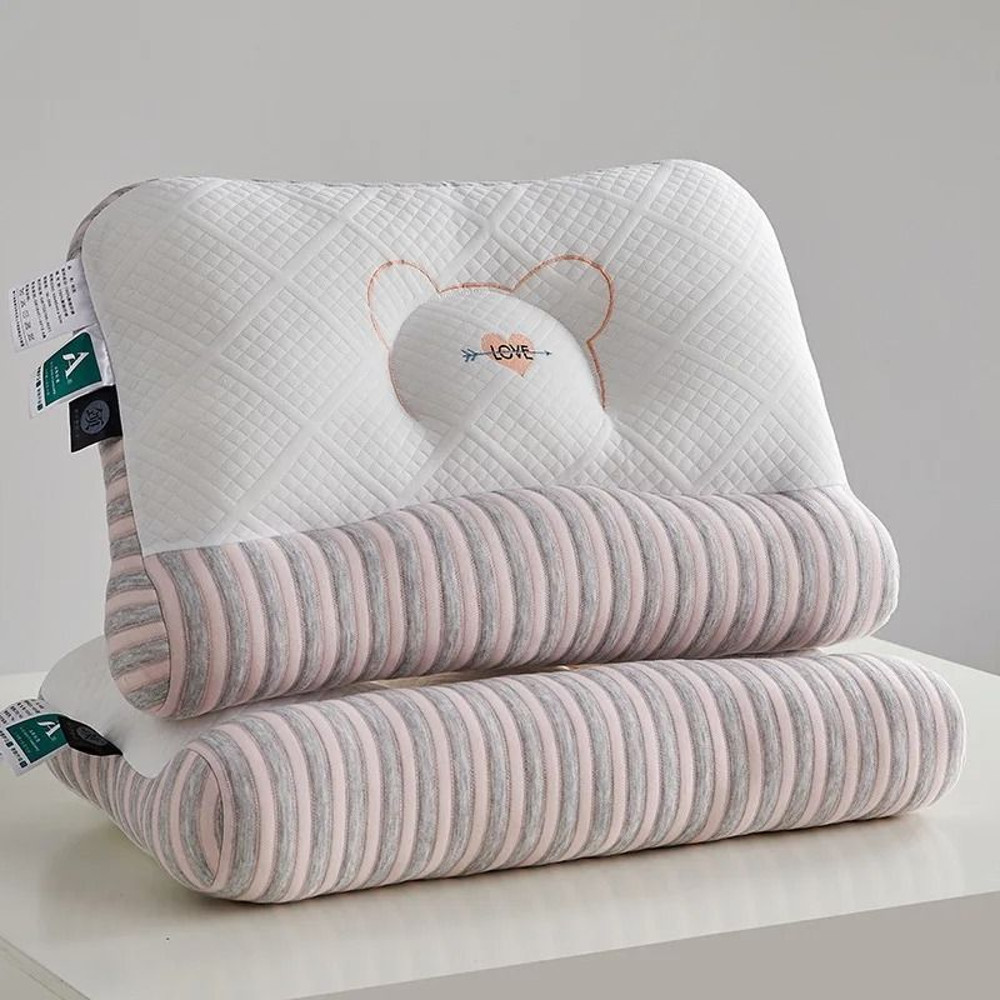 Feather Velvet Whole Head Neck Pillow Elastic Partition Support 6