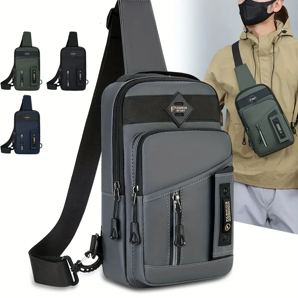 Mens Multifunction Crossbody Chest Bag Travel Sling Shoulder Bag 0