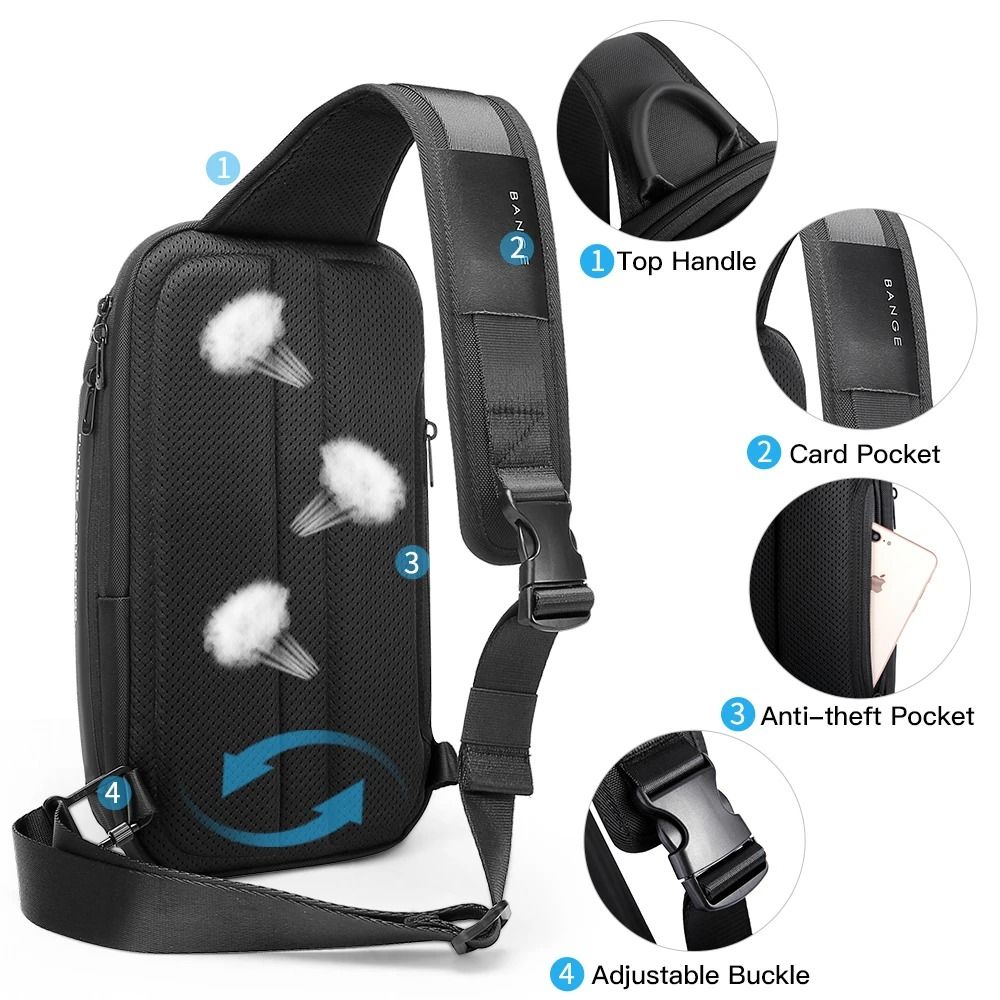 Mens Waterproof Oxford Crossbody Chest Bag With Large Capacity 4