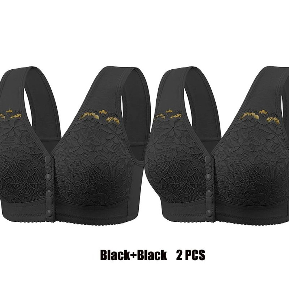 Front Buckle Cotton Lace Comfort Bra No Underwire For Women 9