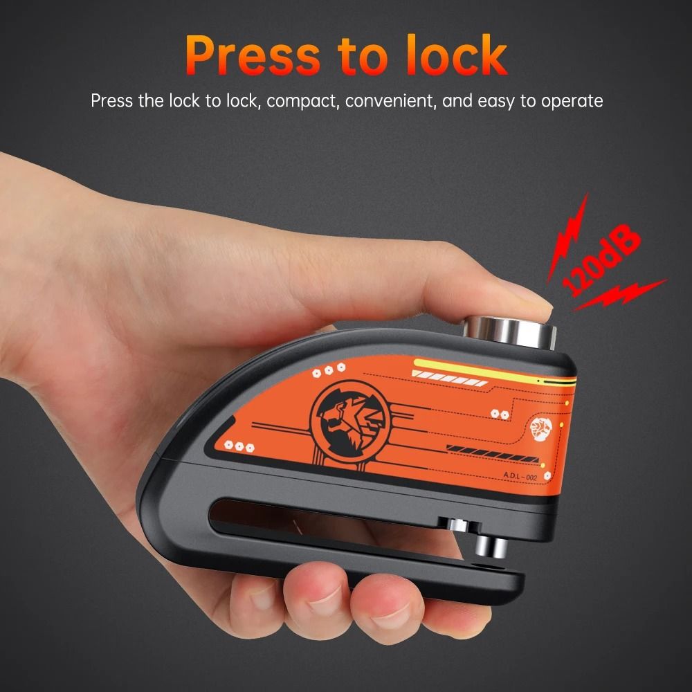 Alarm Disc Padlock Waterproof 120 DB Motorbike Wheel Lock 3