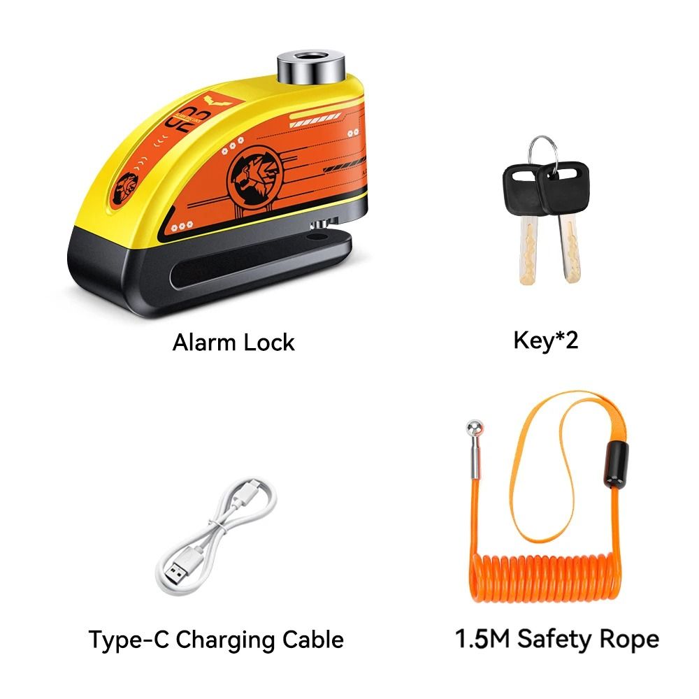 Alarm Disc Padlock Waterproof 120 DB Motorbike Wheel Lock 9