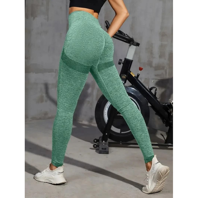 Solid Color Seamless High Waist Yoga Leggings Women Workout Pants 9