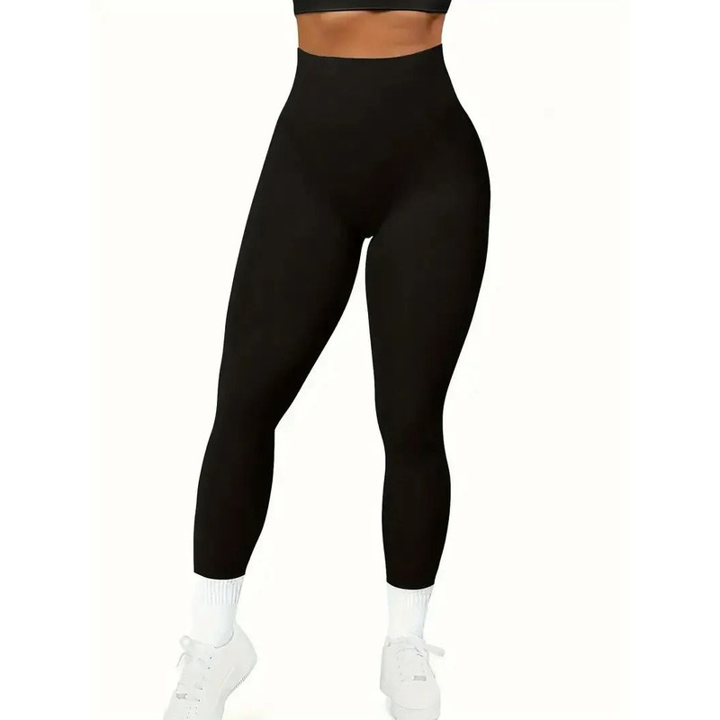 Solid Color Seamless High Waist Yoga Leggings Women Workout Pants 1