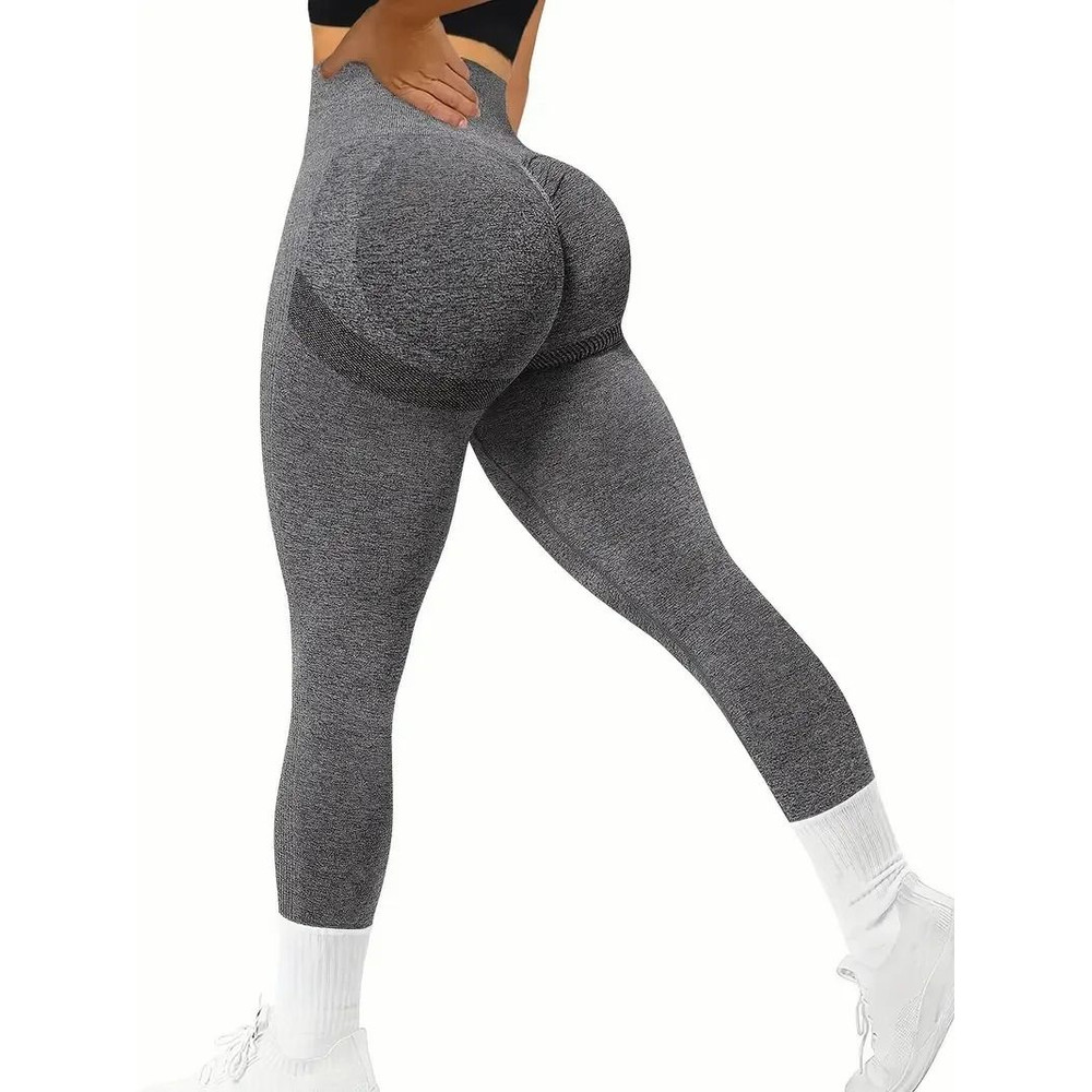 Solid Color Seamless High Waist Yoga Leggings Women Workout Pants 4