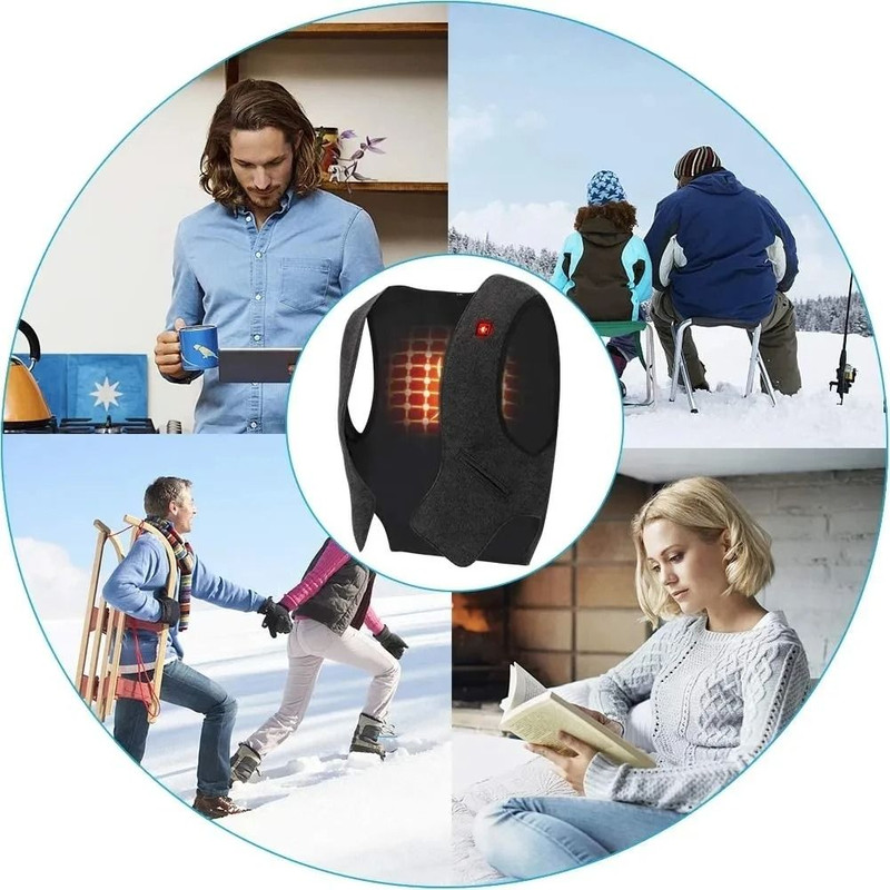 Graphene Heated Vest Electric Jacket For Men Winter USB Heated Coat 4