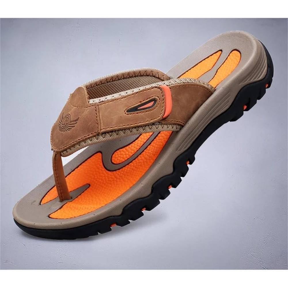 Genuine Leather Men Slippers Outdoor Summer Casual Flip Flops 0