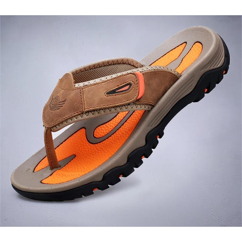 Genuine Leather Men Slippers Outdoor Summer Casual Flip Flops 0
