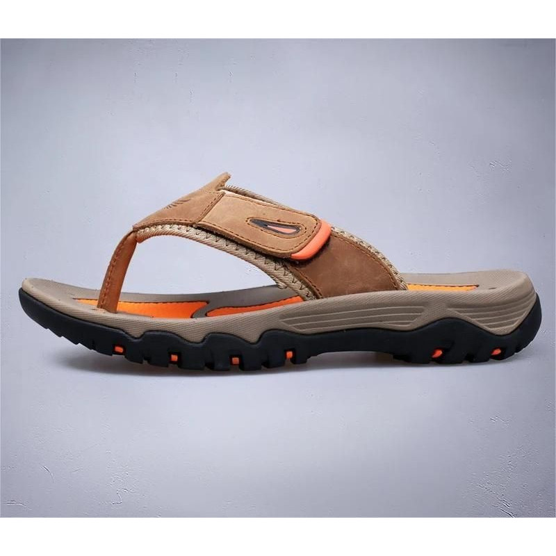 Genuine Leather Men Slippers Outdoor Summer Casual Flip Flops 1