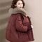 Winter Down Cotton Padded Jacket For Women With Fur Collar 11