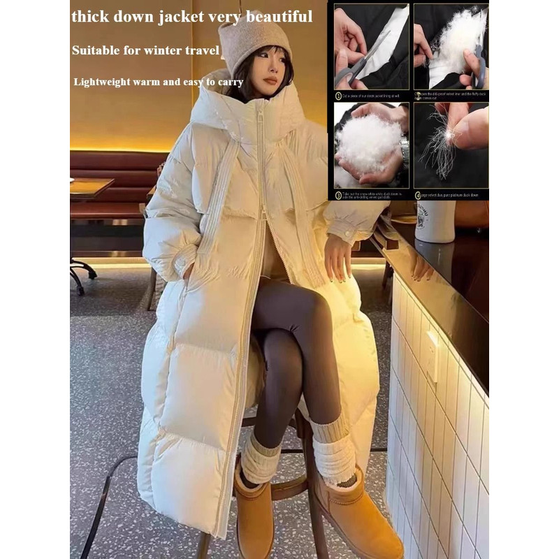 Long Hooded Down Jacket For Women Thick Winter Coat With Duck Down Filling 4