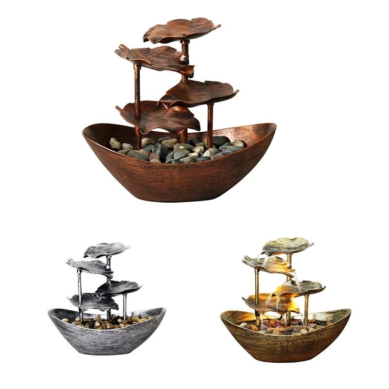 Relaxation Tabletop Waterfall Fountain LED Decoration For Home And Office 3
