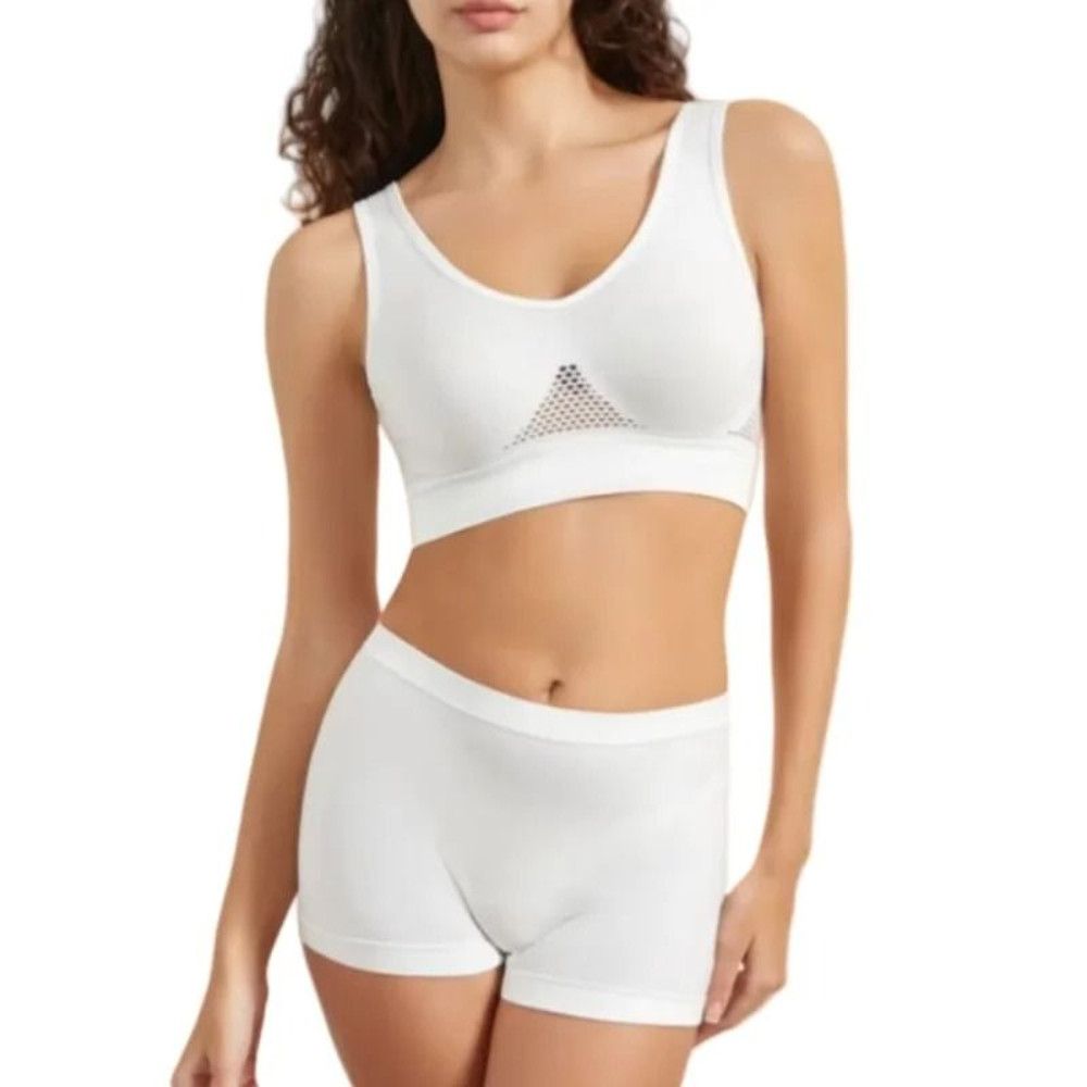 Seamless Bra And Low Waist Thong Panty Lingerie Set Womens Comfort Sports Underwear 2