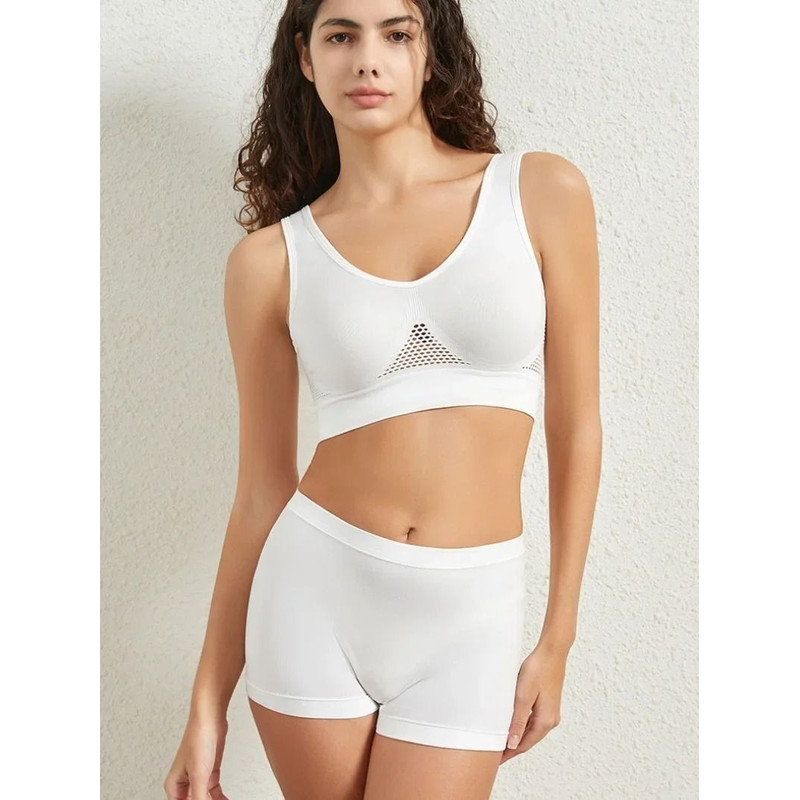 Seamless Bra And Low Waist Thong Panty Lingerie Set Womens Comfort Sports Underwear 7