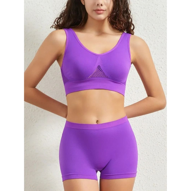 Seamless Bra And Low Waist Thong Panty Lingerie Set Womens Comfort Sports Underwear 10