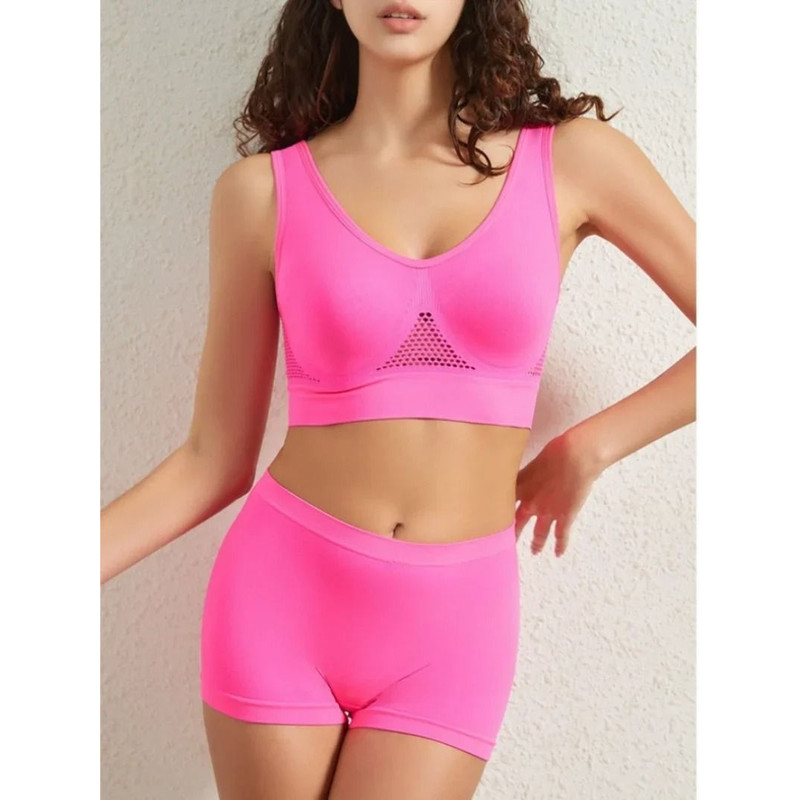 Seamless Bra And Low Waist Thong Panty Lingerie Set Womens Comfort Sports Underwear 13