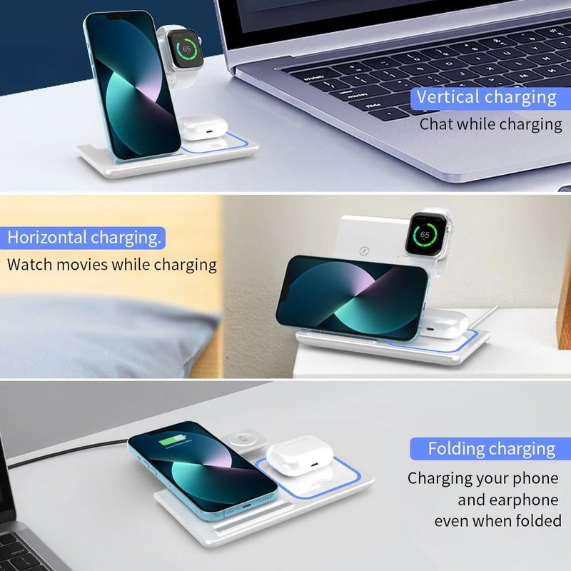 3 In 1 Wireless Charger Stand Dock For Phone Watch And Earbuds 3