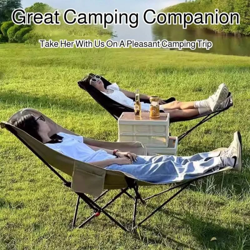 Portable Folding Recliner Chair With Headrest Leg Rest 0