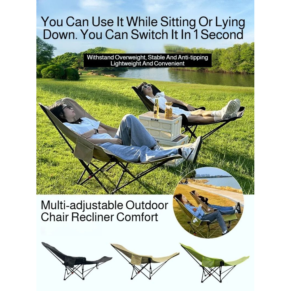 Portable Folding Recliner Chair With Headrest Leg Rest 1