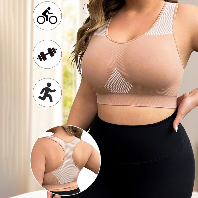 Plus Size Seamless Sports Yoga Bra With Racerback Design 0