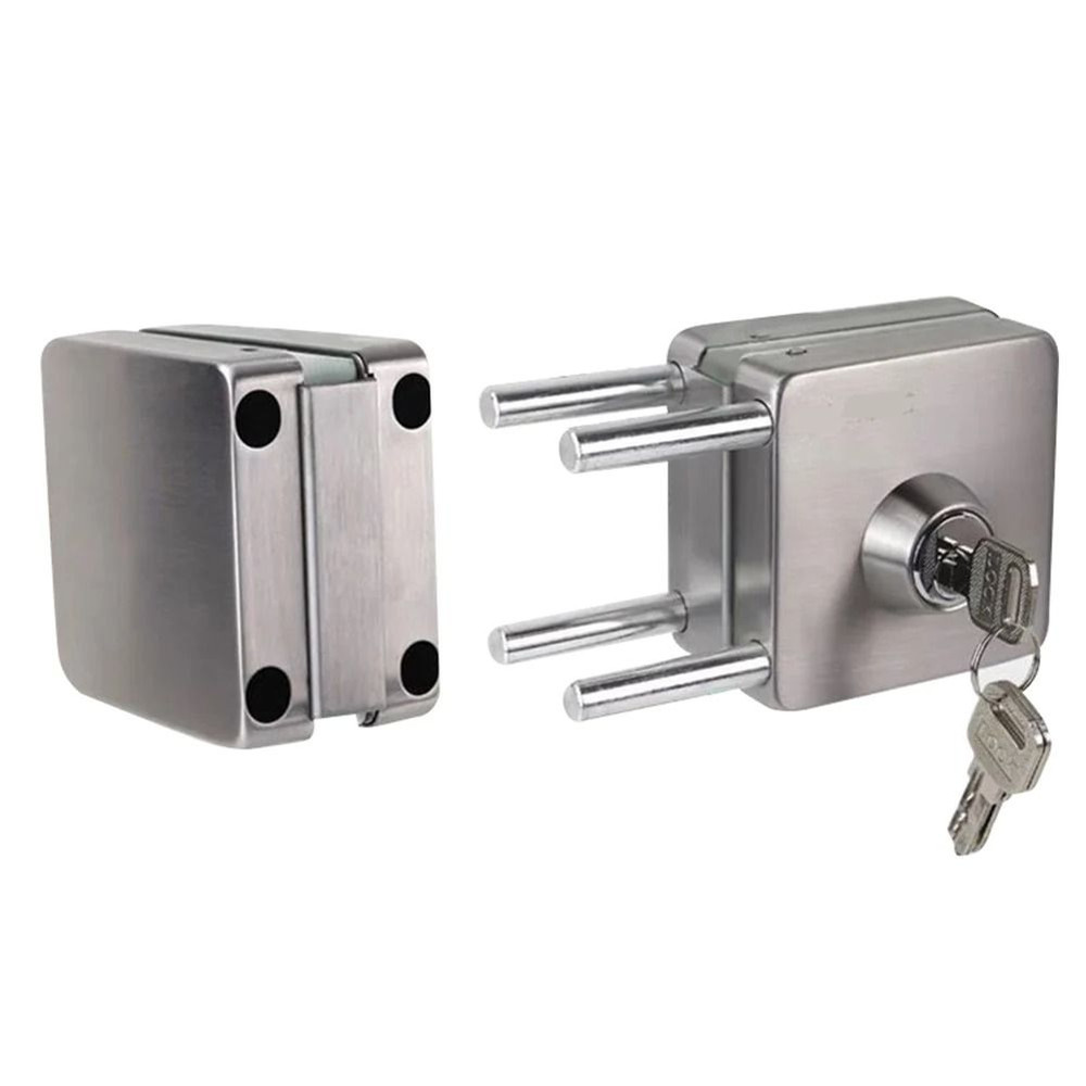 NoDrill DoubleSided Glass Door Lock Stainless Steel 1012mm 2