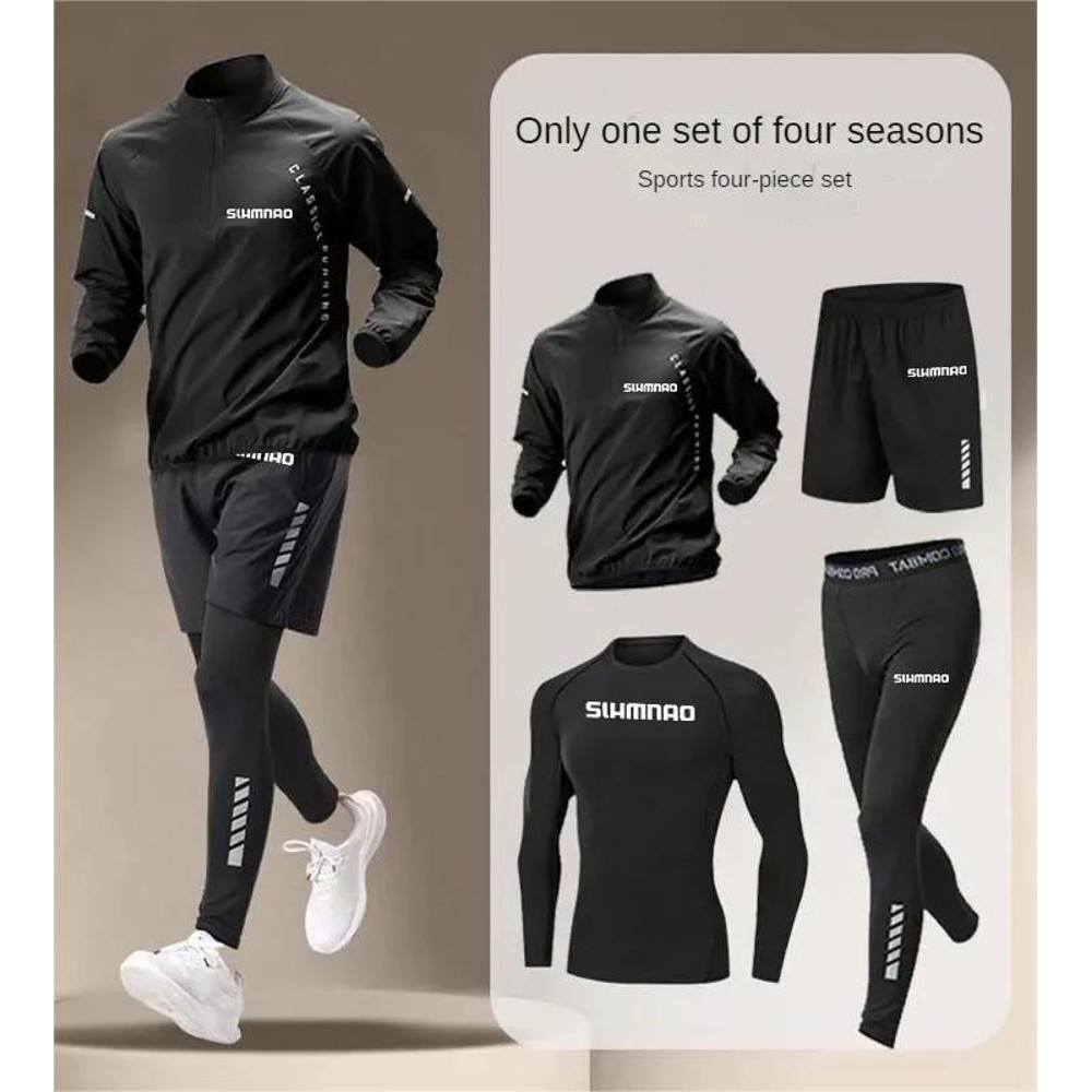 Mens Summer Quick Dry Sportswear Four Piece Fitness Set 4