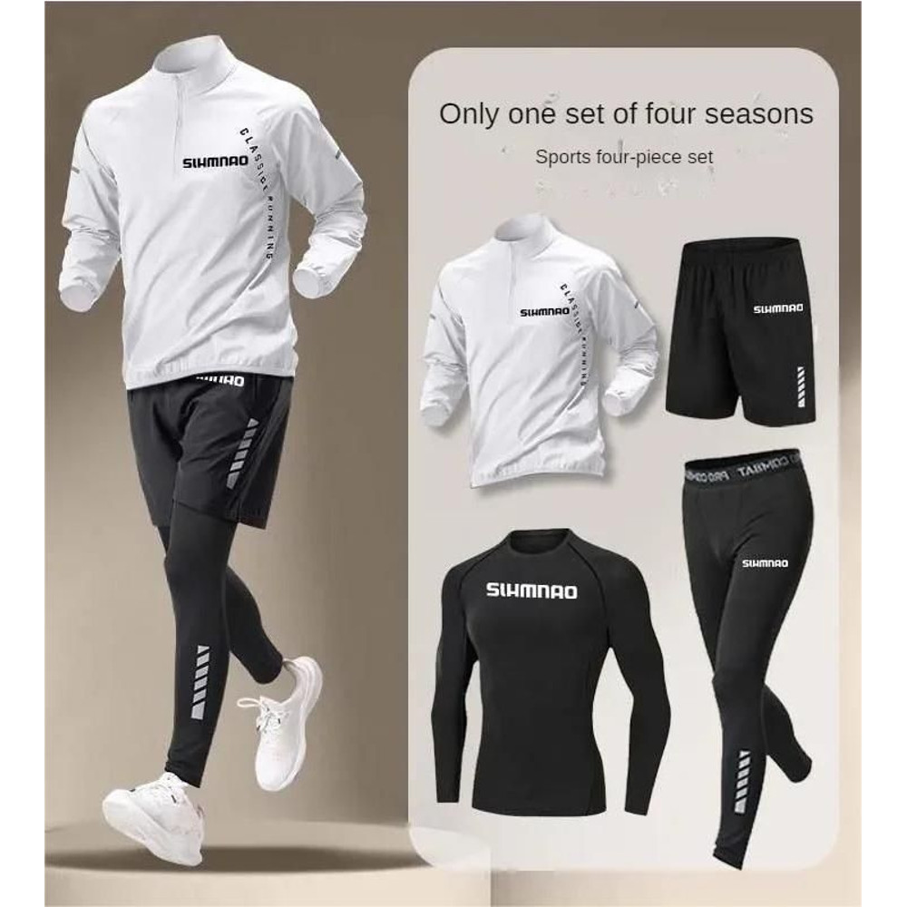 Mens Summer Quick Dry Sportswear Four Piece Fitness Set 5