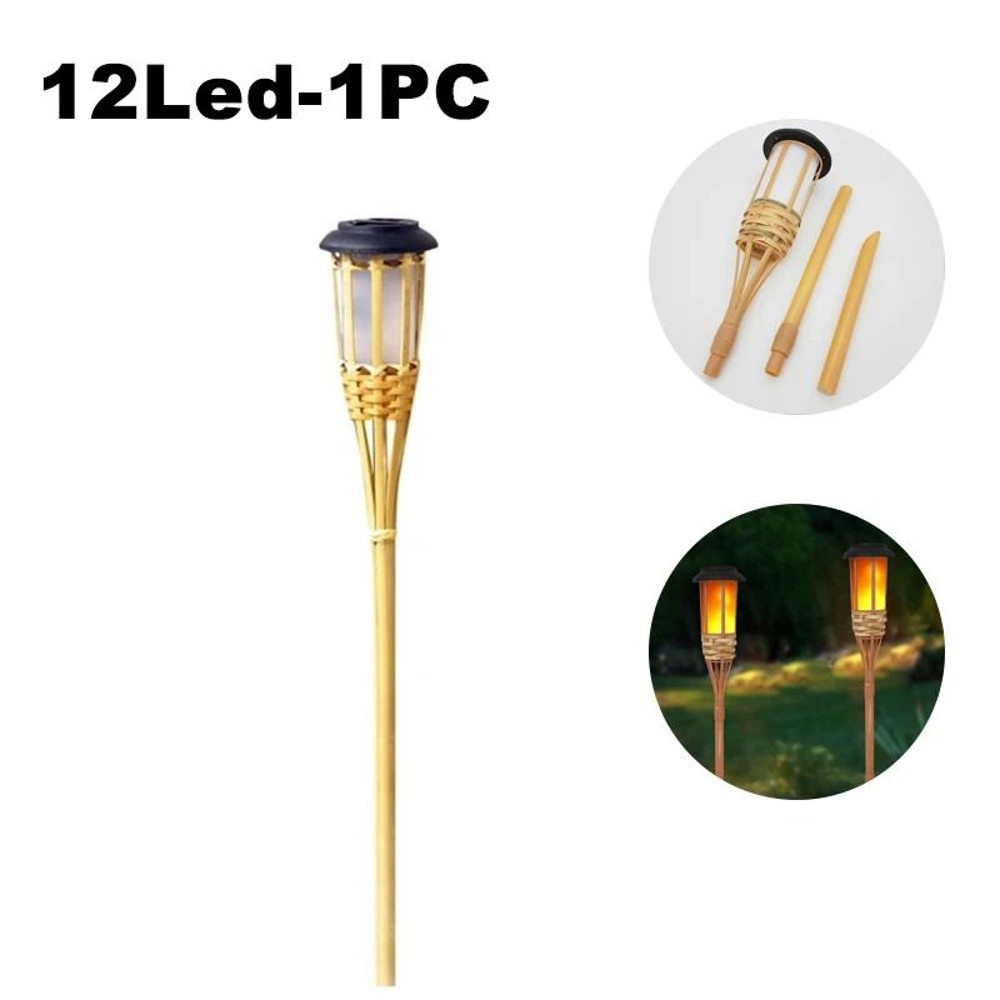 Solar LED Flame Effect Bamboo Garden Light 6