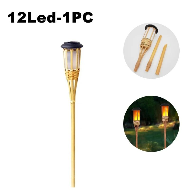 Solar LED Flame Effect Bamboo Garden Light 6