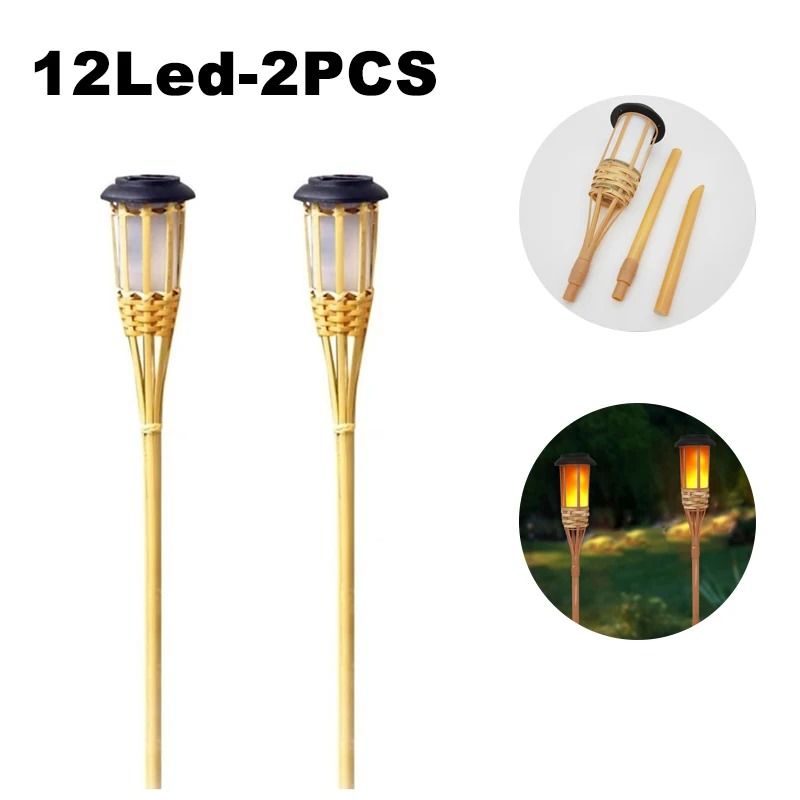 Solar LED Flame Effect Bamboo Garden Light 8