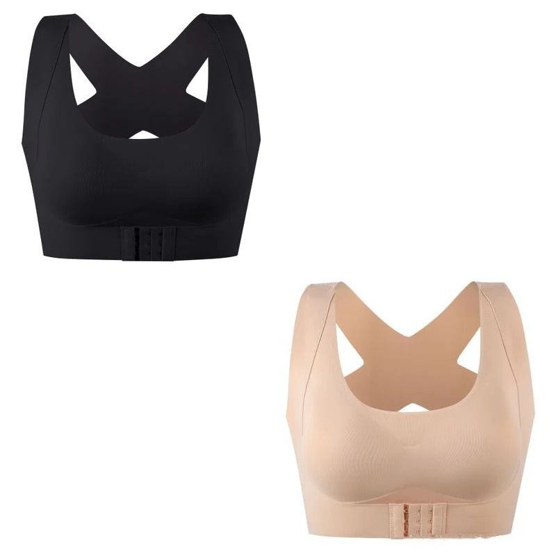 Front Closure Push Up Posture Corrector Bra With Cross Back Support 9