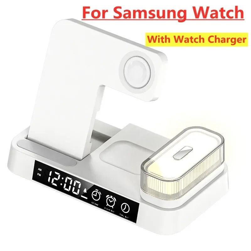30W 3in1 Wireless Charging Stand Alarm Clock Night Light Station 11